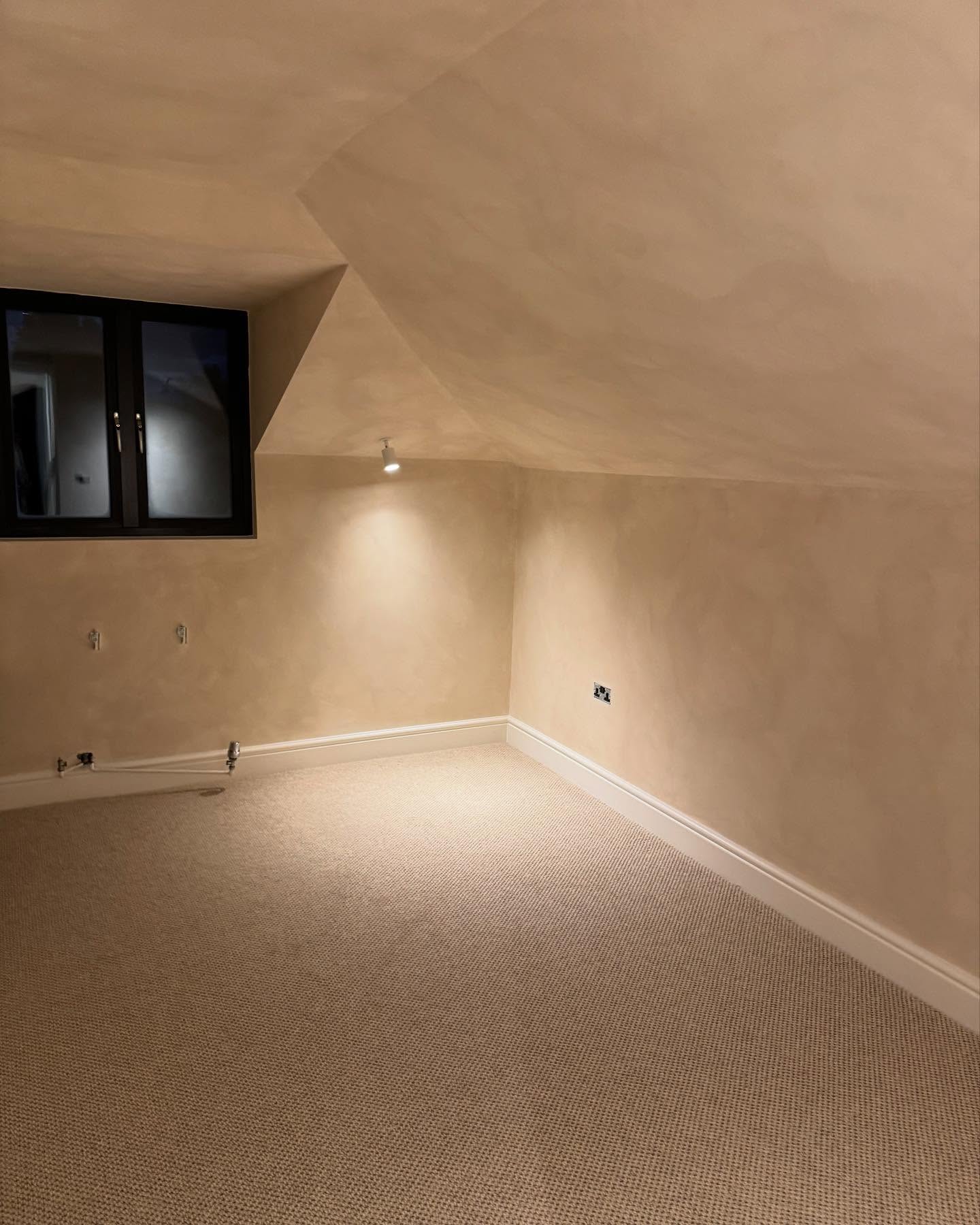 Loft room plastered and painted, ready for decorating